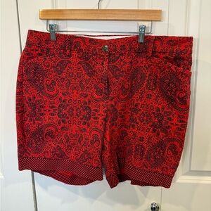 Lands' End Red and Black Bermuda Shorts